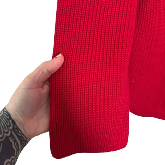 Talbots‎ Red Cowl Neck Ribbed Cotton Blend Sweater 3X - Picture 4 of 5